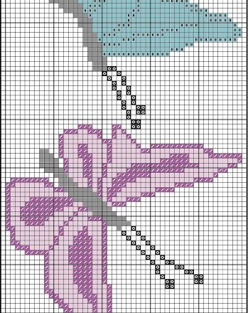 Yellow light blue and mauve butterflies cross stitch patterns