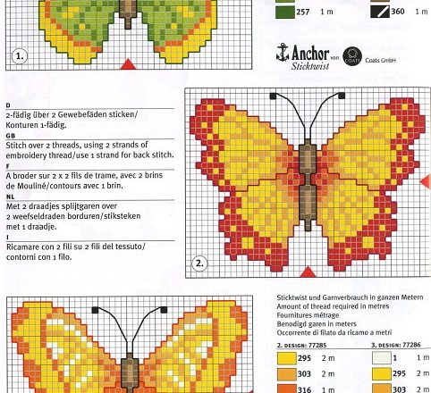 Yellow shades butterflies free cross stitch patterns