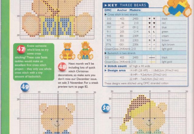 cross stitch christmas teddy bear