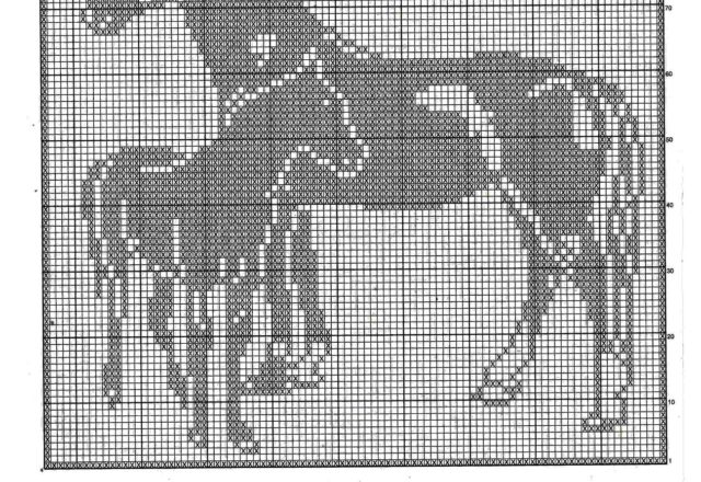 filet horses curtains