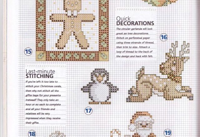 penguins reindeer and gingerbread men cross stitch